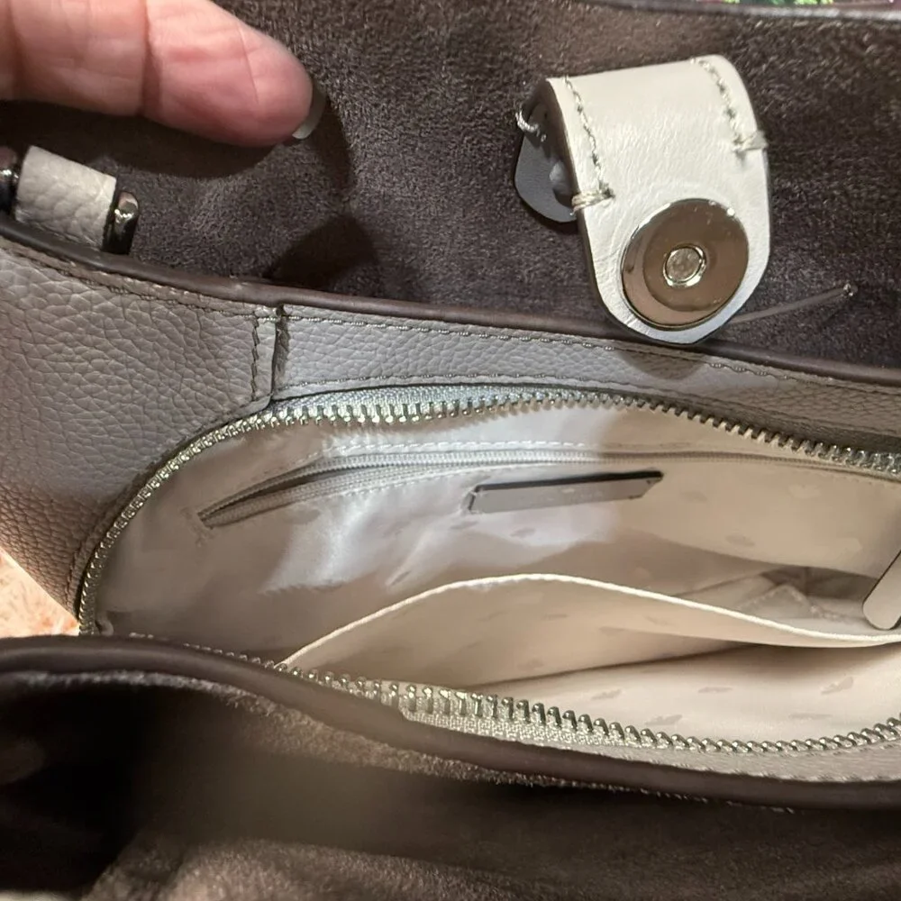 kate spade Gray Pebble Leather Satchel with Top Handle & Crossbody Strap